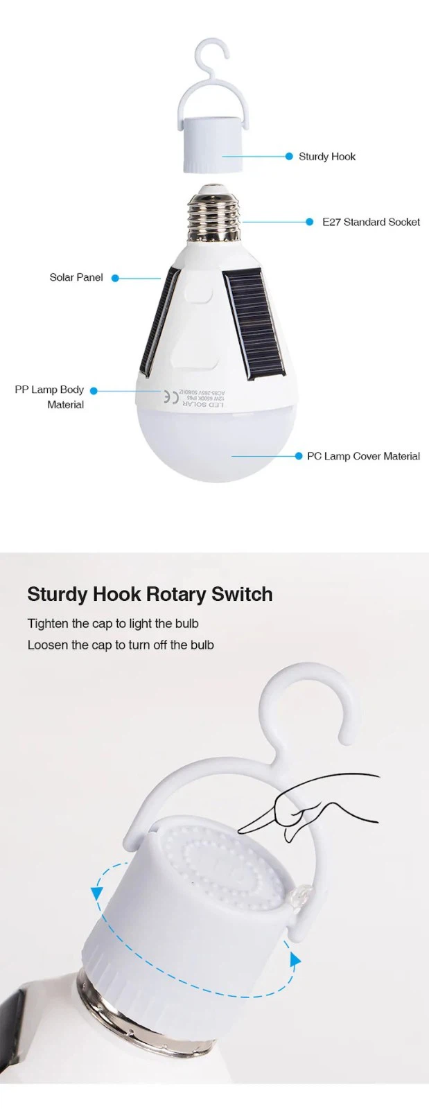 solar battery light bulb detail