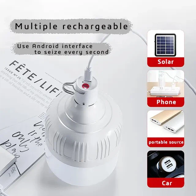 solar rechargeable light bulb detail