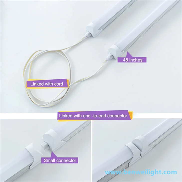 4FT Integrated T8 LED Shop Light: 24W 6500K Linkable Garage Fixture suppliers