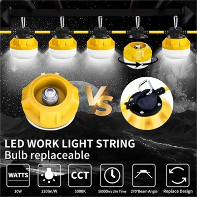 Construction Lights String Temporary Lighting, 50ft Work String factory