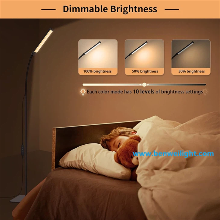Dimmable LED Floor Lamp With 3 Colors, Flexible Gooseneck For Office & Bedroom factory