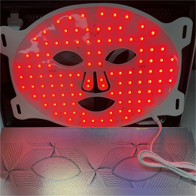 LED Light Therapy Mask - 7 Color Facial Treatment With Black & Red Light