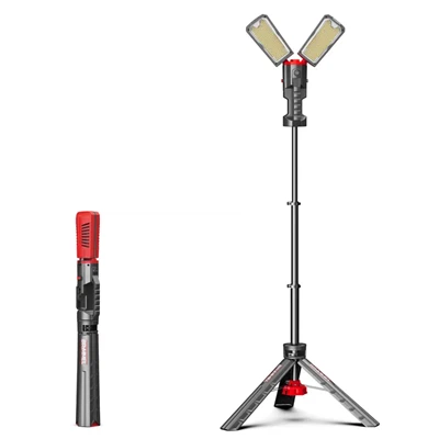 10000LM IP65 Waterproof Tripod Lub Teeb Ua Haujlwm Lub Teeb - Adjustable Qhov siab, 3-CCT Plug-in Dej nyab Lub teeb rau kev siv sab nraum zoov