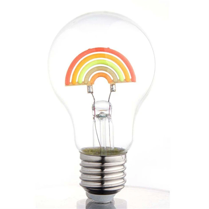 Whimsical Decorative LED Noob - Transparent Glass & Colorful Filament Design